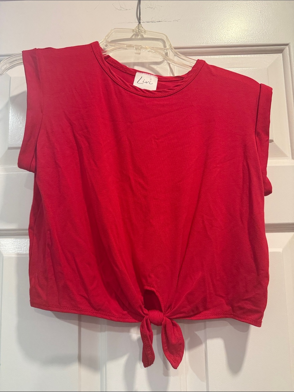 Livi Active Red Tie-Front Crop Tank